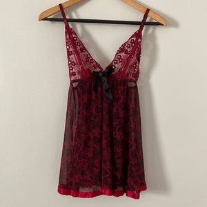 Babydoll Sheer Slip Chemise Sexy Night Gown Women Size M